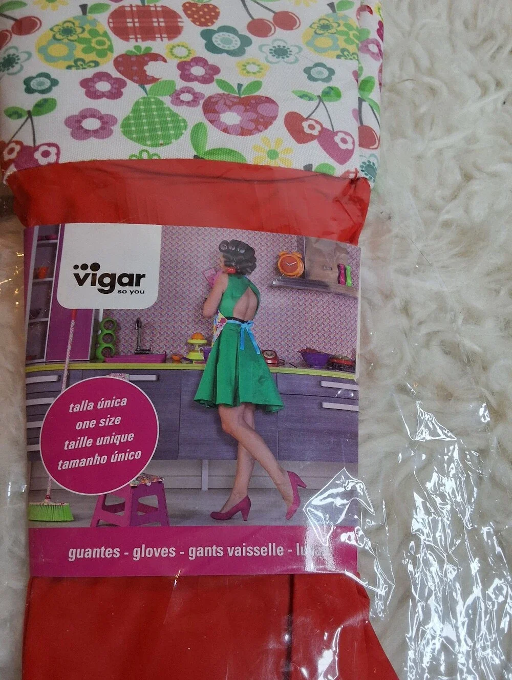 Vigar Floral Dish Gloves with Red Latex Palm